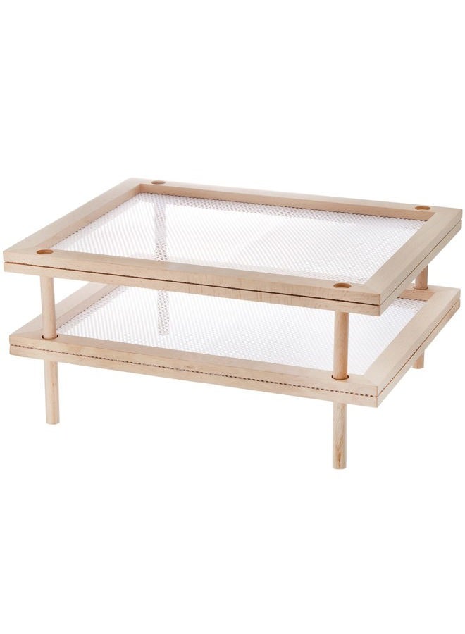 Cedilis Set of 2 Stackable Wood Pasta Herb Drying Rack, Food Dryer Stand with Net for Drying Seeds, Herb, Bud - Image 1