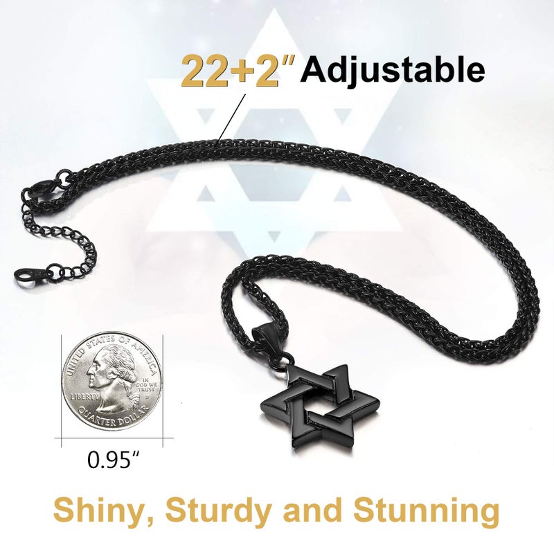 ChainsPro Black Jewish Necklace Stainless Steel Chain Star of David Pendant - Image 5