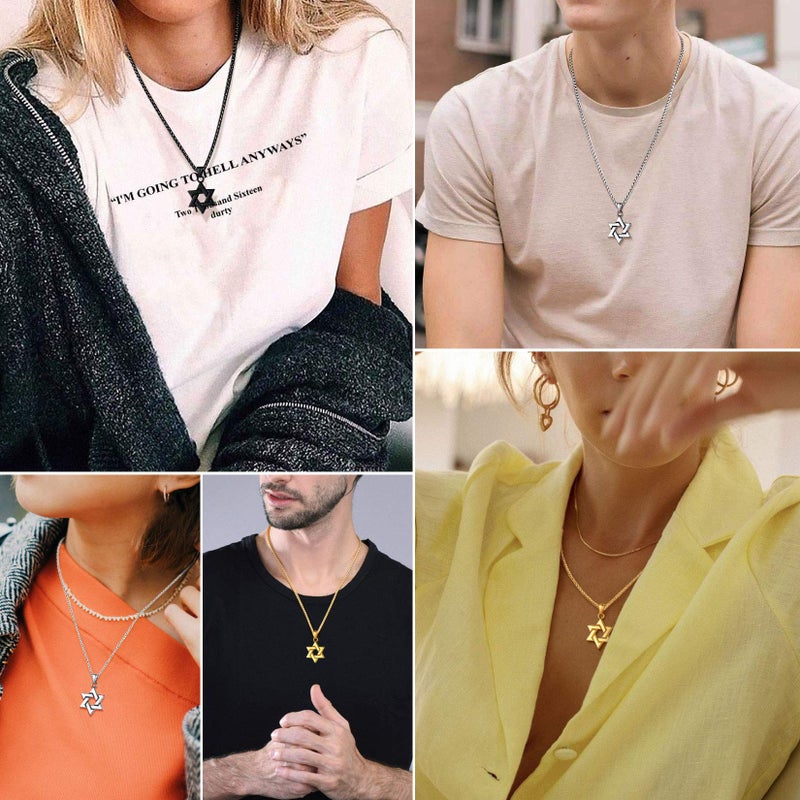 ChainsPro Black Jewish Necklace Stainless Steel Chain Star of David Pendant - Image 4