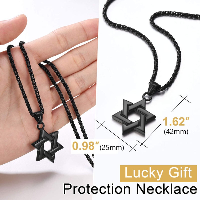 ChainsPro Black Jewish Necklace Stainless Steel Chain Star of David Pendant - Image 3