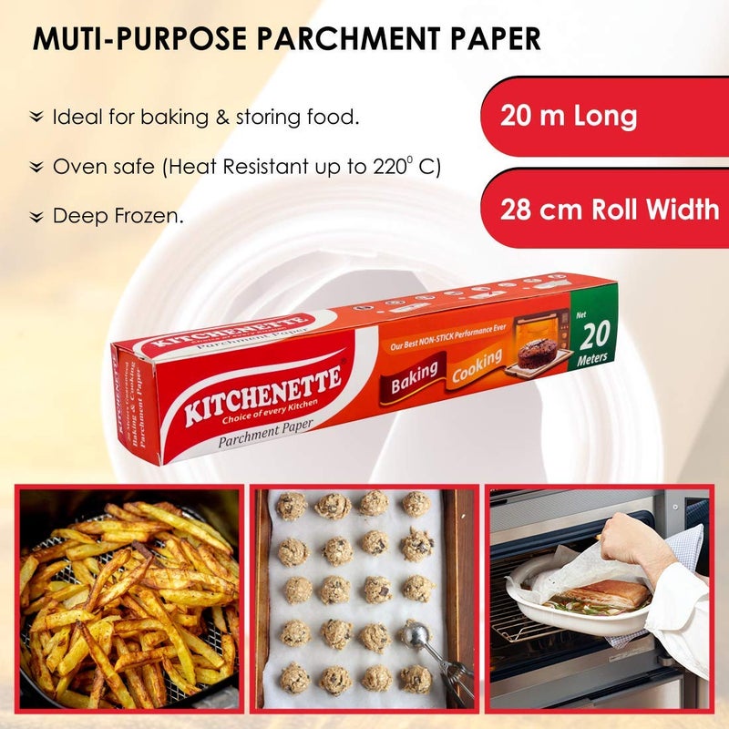 KITCHENETTE Baking and Cooking Paper | Parchment Paper - 20 Meters X 11 inch | Food Grade | - Image 3