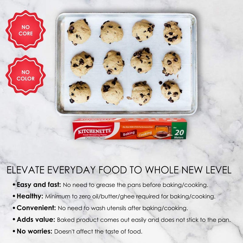 KITCHENETTE Baking and Cooking Paper | Parchment Paper - 20 Meters X 11 inch | Food Grade | - Image 2