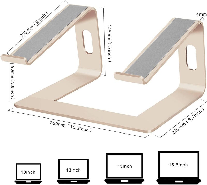 Orionstar Ergonomic Laptop Stand, Premium 5mm Aluminum Riser for 10-15.6 Inch Notebook Computer, Tool-Free Detachable Elevator Holder for Desk Office, Sturdy Riser for Eye-Level Neck Relief (Gold) - Image 2