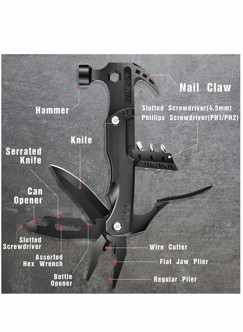 Multitool Hammer 12 in 1 Emergency Escape Car Safety Portable Mini Camping Gear Survival Tool for Men DIY Handyman Father Dad Husband Boyfriend Him Women - Image 2