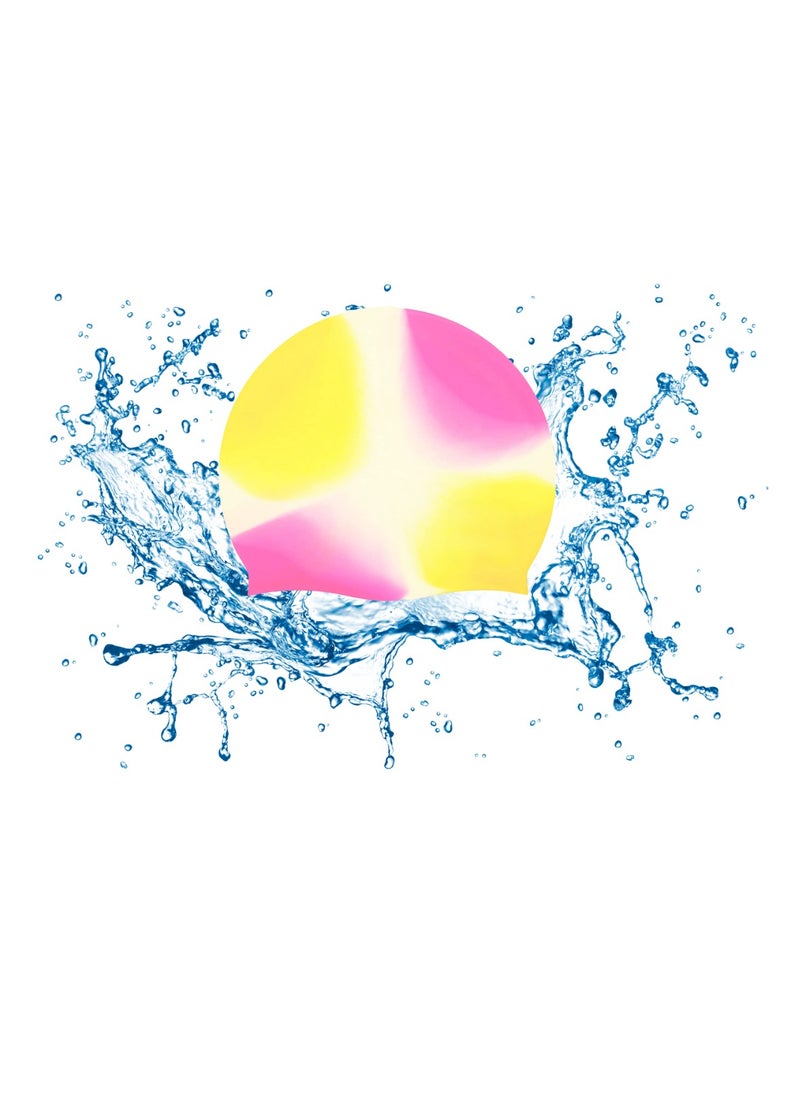 MUMS PLANET - Silicone Swim Cap With High Performance Material And Hydrodynamic Shape One Size Fits All For Adults - Multi Color - Image 1