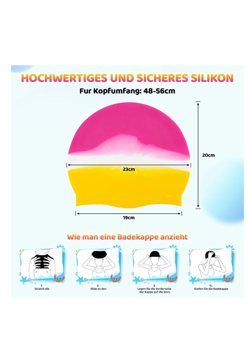 MUMS PLANET - Silicone Swim Cap With High Performance Material And Hydrodynamic Shape One Size Fits All For Adults - Multi Color - Image 1