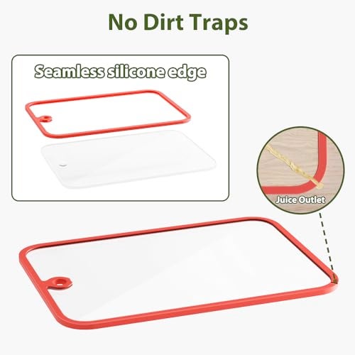 Freshmage Cutting Board, Freshmage Glass Cutting Boards for Kitchen, 2Pcs Chopping Board Set with Non-Slip Edges & Hanging Hole, Dishwasher- Safe Clear Cutting Board for Countertop, Meal Prep & Serving - Image 3