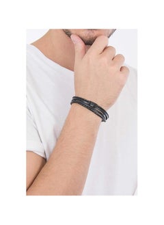 FOSSIL Men's Leather Multi Strand Braided Leather Bracelet with Stainless Steel Magnetic Closure, Black  - Image 3