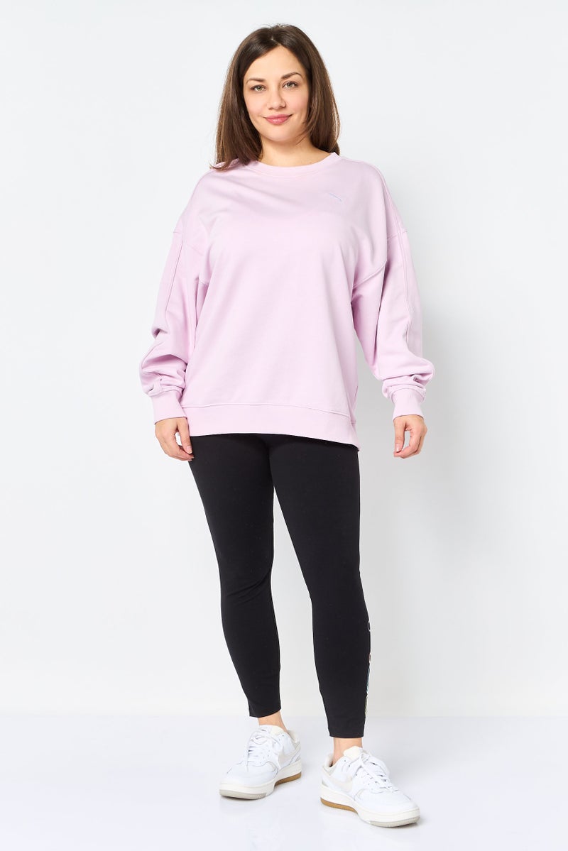 PUMA ملابس رياضية نسائية بأكمام طويلة مناسبة، خارجي، سويت شيرت، وردي - Image 2