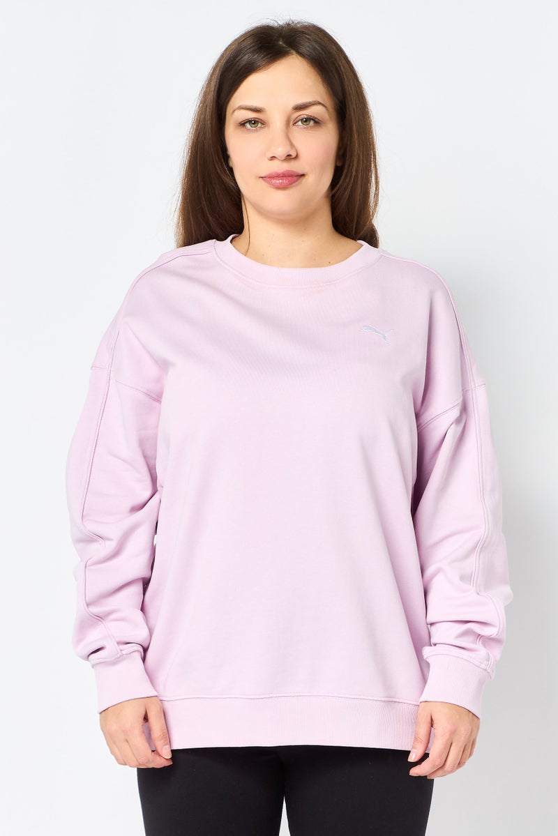 PUMA ملابس رياضية نسائية بأكمام طويلة مناسبة، خارجي، سويت شيرت، وردي - Image 1