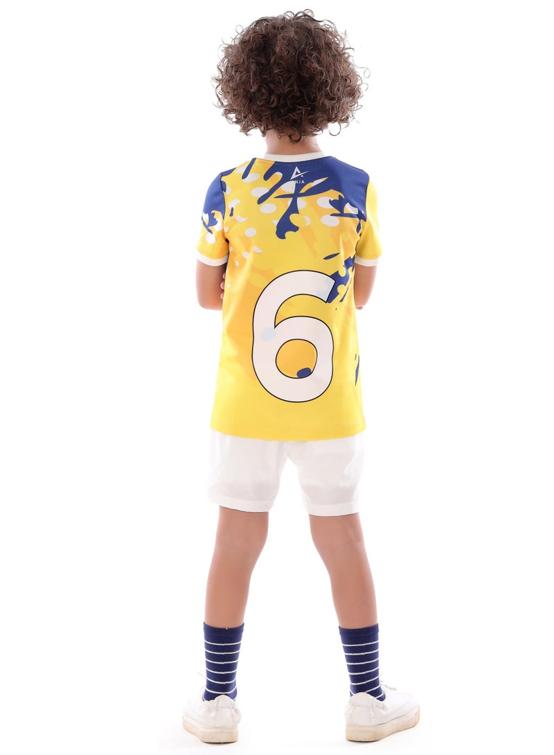 ANJA Boys' Yellow and Blue Football T-shirt – Breathable, Comfortable Design - Image 2