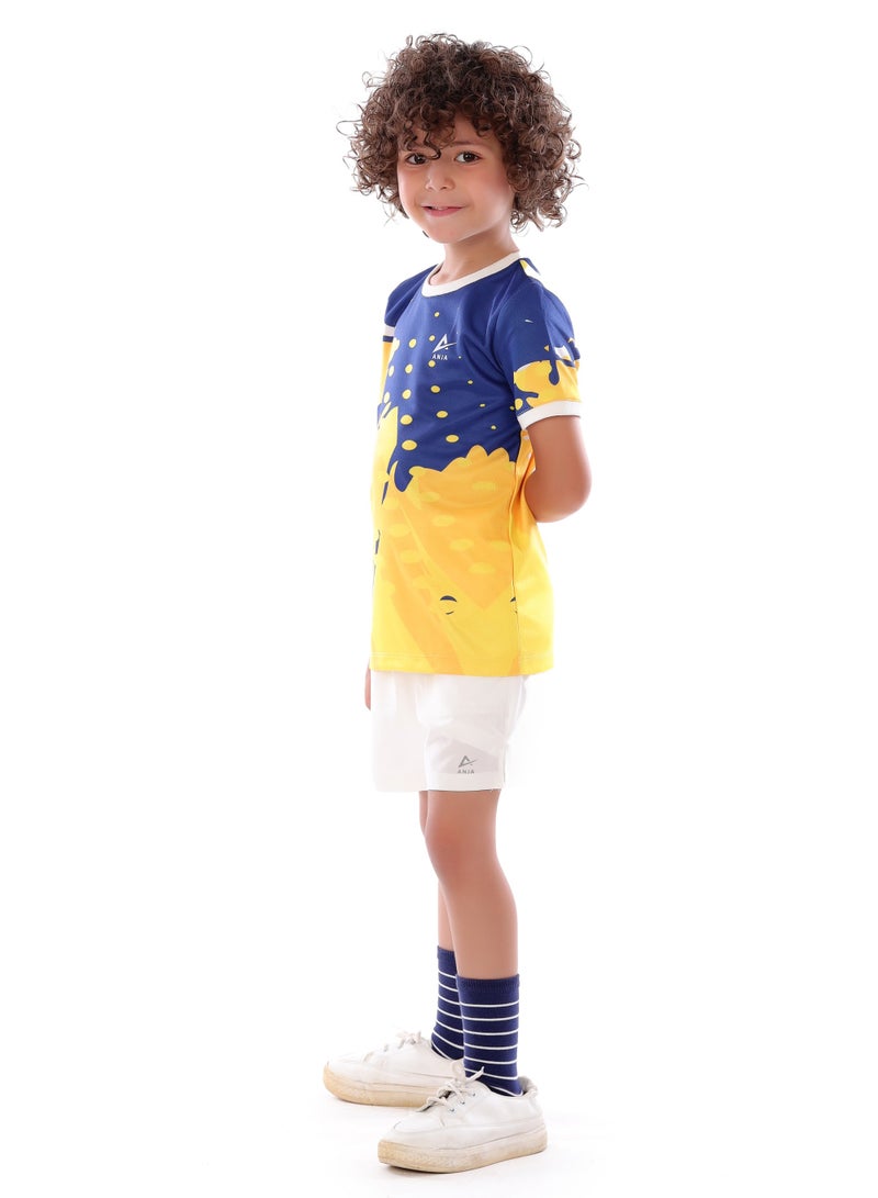 ANJA Boys' Yellow and Blue Football T-shirt – Breathable, Comfortable Design - Image 3