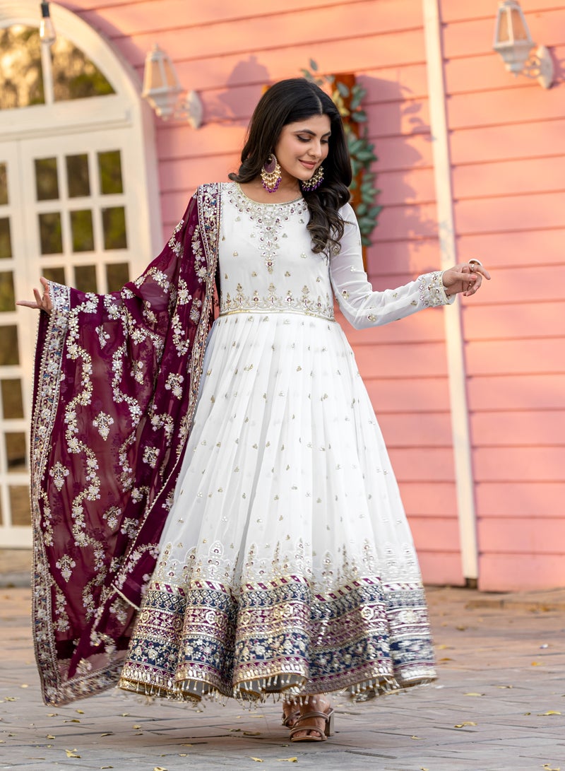 Super Asian Launching a New Party Wear Look Heavy Faux Georgette Gown, Dupatta & Bottom Set  - Image 2
