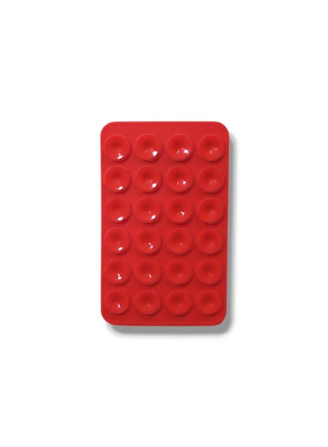 Adhesive phone holder with strong suction cups to attach the phone to glass and mirrors - Multi-purpose base - Red - Image 2