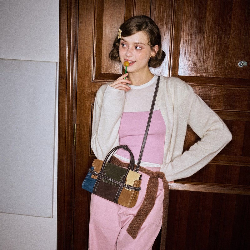 Color-Block PU Leather Crossbody Shoulder Bag - Image 5