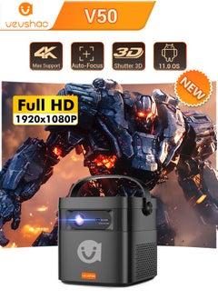 VEVSHAO VEVSHAO V50 Portable Projector, 3D WiFi Projector, 1080P Full HD, 15000mAh Battery Powered, Built-in 2 x 10W Speakers, Suitable for Teaching/Home Theater/Outdoor Movies  - Image 1