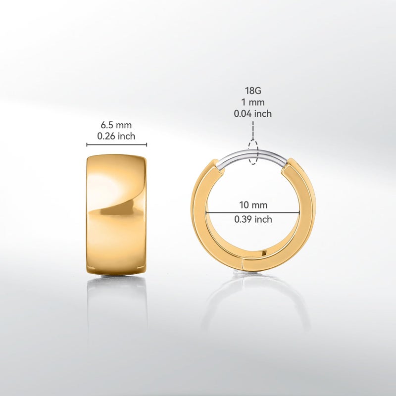 Limerencia Hypoallergenic Implant Grade Titanium F136 Hoop Chunky Earrings,Wide Thick Huggie Earrings G23 for Women Sensitive Ears (Gold) - Image 4
