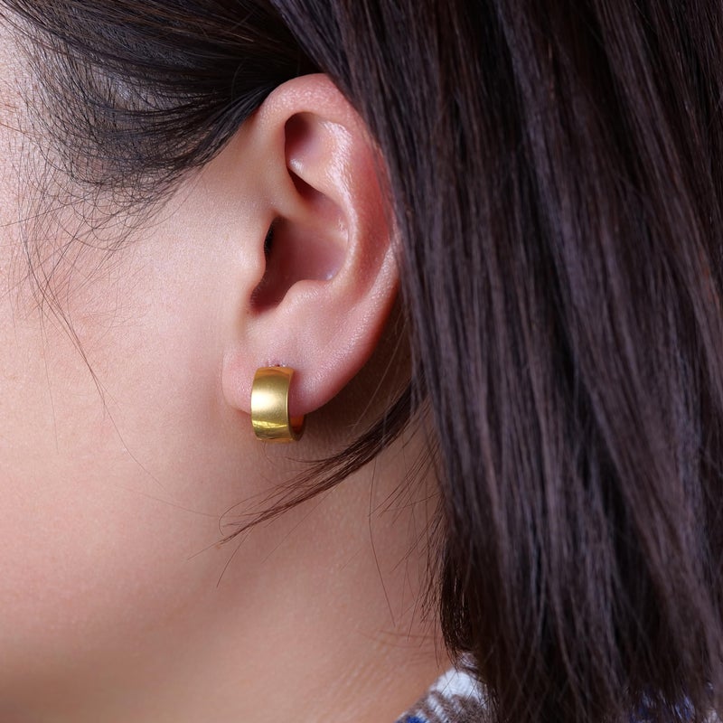 Limerencia Hypoallergenic Implant Grade Titanium F136 Hoop Chunky Earrings,Wide Thick Huggie Earrings G23 for Women Sensitive Ears (Gold) - Image 3