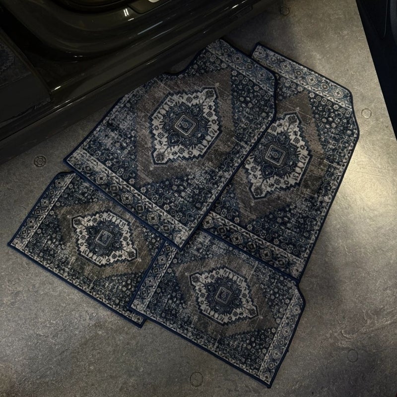 Crystal Velvet Car Floor Mats - Full Set, Non-Slip & Waterproof, Persian Flower Design - Image 4