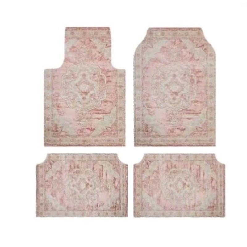 Crystal Velvet Car Floor Mats - Full Set, Non-Slip & Waterproof, Persian Flower Design - Image 1