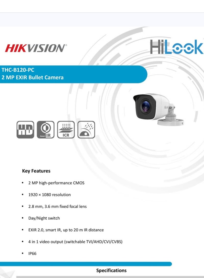 هايلوك كاميرا مراقبة خارجية هاي لوك 2MP ,1080p,3.6mm  - Image 1