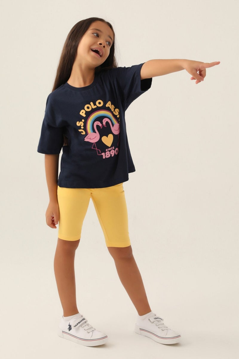 U.S. Polo Assn. Licensed Rainbow Navy Blue Girls Bermuda Set  - Image 3