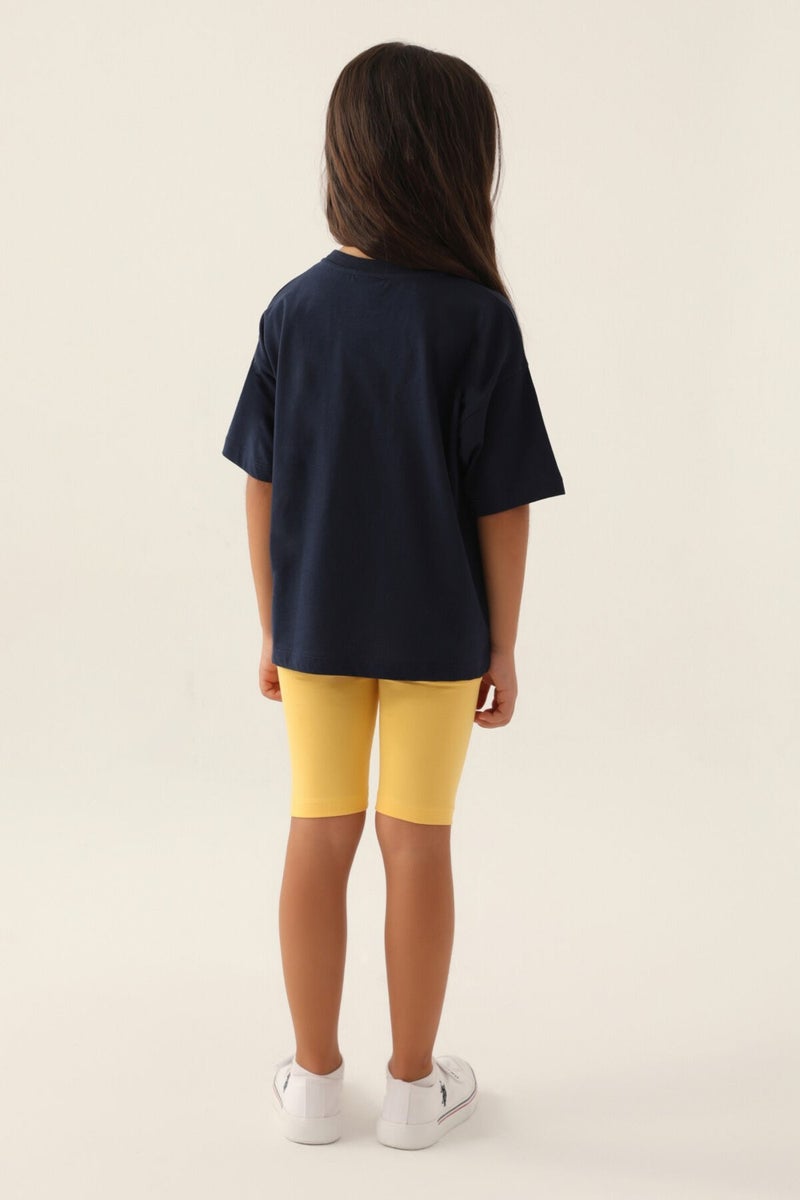 U.S. Polo Assn. Licensed Rainbow Navy Blue Girls Bermuda Set  - Image 5