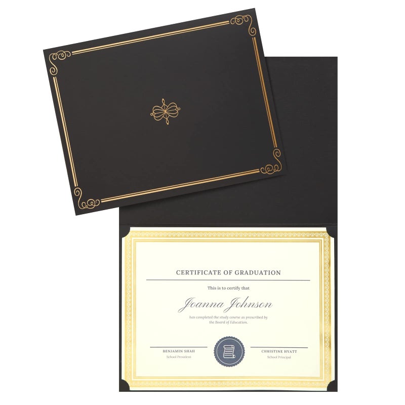 Blue Panda 24-Pack Black Certificate Holders with Elegant Gold Foil Design for Letter-Size 8.5 x 11 Documents, Achievements, Certificates, Graduation Diploma Cover (11.2 x 8.8 in) - Image 5