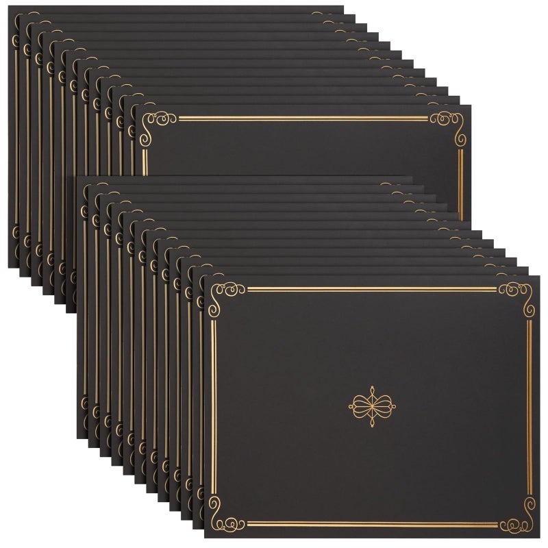 Blue Panda 24-Pack Black Certificate Holders with Elegant Gold Foil Design for Letter-Size 8.5 x 11 Documents, Achievements, Certificates, Graduation Diploma Cover (11.2 x 8.8 in) - Image 1