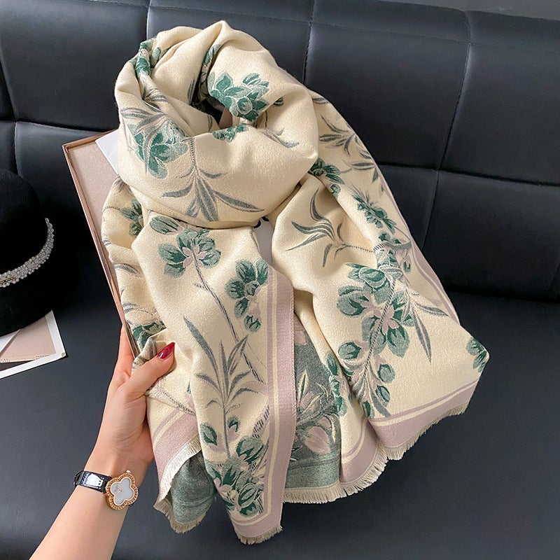 Elegant Womens Winter Shawl Wrap Scarf 2024 Green - Image 3