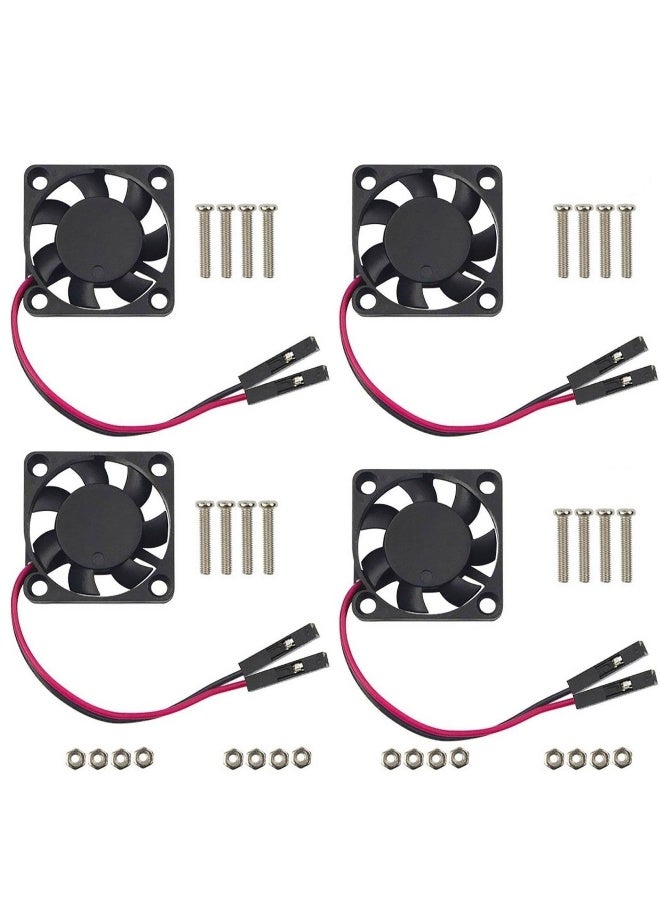 Loquat 4 PCS Raspberry Pi 4 Fan, Raspberry Pi Cooling Fan Brushless 3.3V 5V DC Silent Fan for Raspberry Pi 4B / Pi 3B+ / RetroFlag NESPI Enclosure (30mmx30mmx7mm) (Black) - Image 1