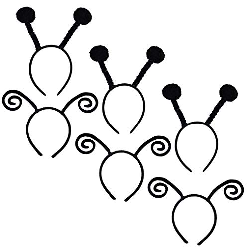 obmwang 6 Pack Butterfly Antenna Headband Velvet Bug Headband and PomPom Boppers Bee Hair Band for Halloween Party Costume Cosplay Accessory - Image 1