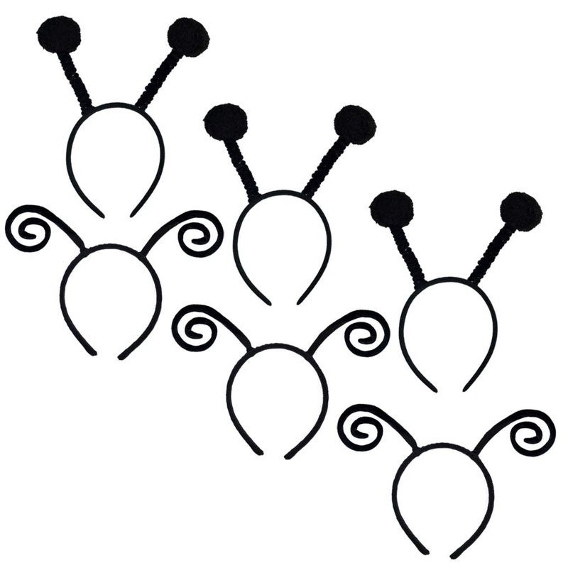 obmwang 6 Pack Butterfly Antenna Headband Velvet Bug Headband and PomPom Boppers Bee Hair Band for Halloween Party Costume Cosplay Accessory - Image 3