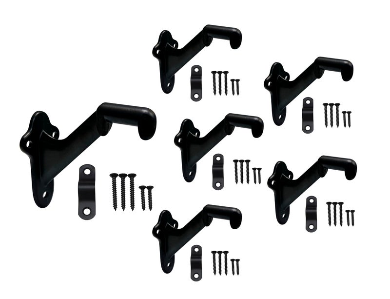 QCAA HandRail Brackets 3 Zinc Die Cast Matte Black 6 Pack Made in Taiwan - Image 2