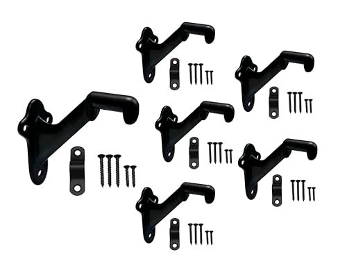 QCAA HandRail Brackets 3 Zinc Die Cast Matte Black 6 Pack Made in Taiwan - Image 1