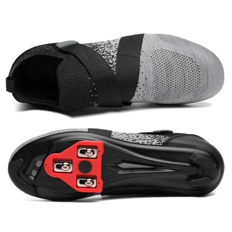 VikoViren Unisex Cycling Shoes Compatible with Peloton Bike & SPD Indoor Road Riding Biking Bike Shoes with Delta Cleats Included for Men Women Grey M8.5 - Image 5