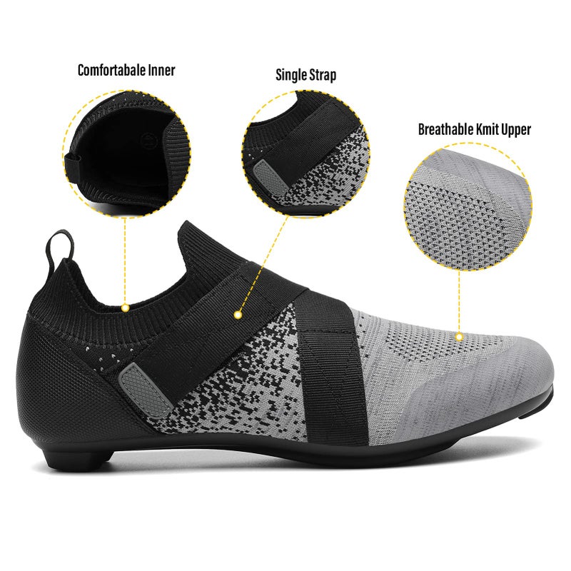 VikoViren Unisex Cycling Shoes Compatible with Peloton Bike & SPD Indoor Road Riding Biking Bike Shoes with Delta Cleats Included for Men Women Grey M8.5 - Image 4