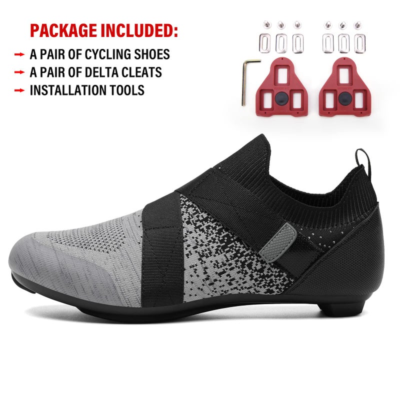 VikoViren Unisex Cycling Shoes Compatible with Peloton Bike & SPD Indoor Road Riding Biking Bike Shoes with Delta Cleats Included for Men Women Grey M8.5 - Image 2