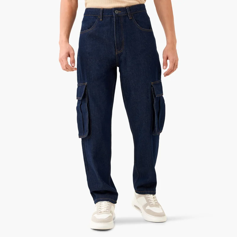Lee Cooper Lee Cooper Wide Leg Cargo Jeans with Pockets