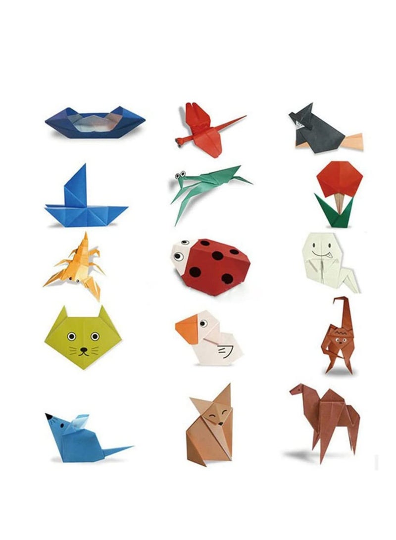 SOLARAE Origami Paper, 200 Sheet Shiny Single Sided 50 Different Color Square Folding Paper Pack for Kids Arts and DIY Crafts, 2 Sizes Decoration Paper(100 Sheets 15x15cm + 100 Sheets 10x10cm) - Image 2