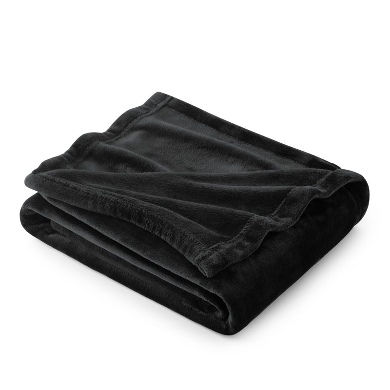 Bedsure Fleece Throw Blanket for Sofa  Soft Cosy Fluffy Blankets for Bed Warm Single Throws for Audlts Black 130x150 cm