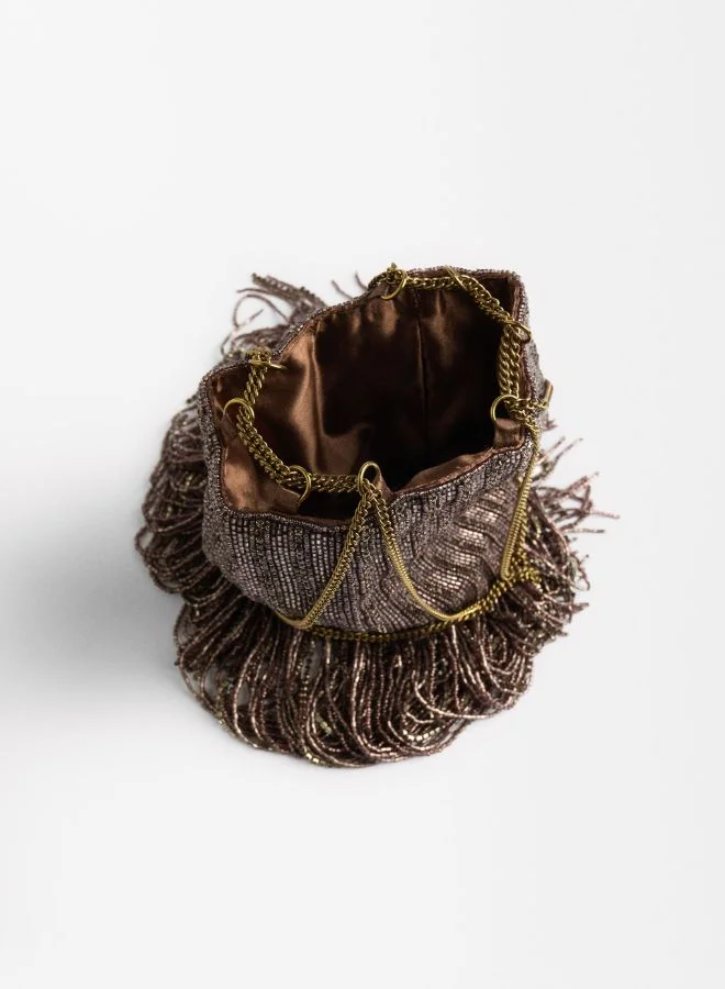 PARFOIS PARTY BAG WITH BEADS AND FRINGES