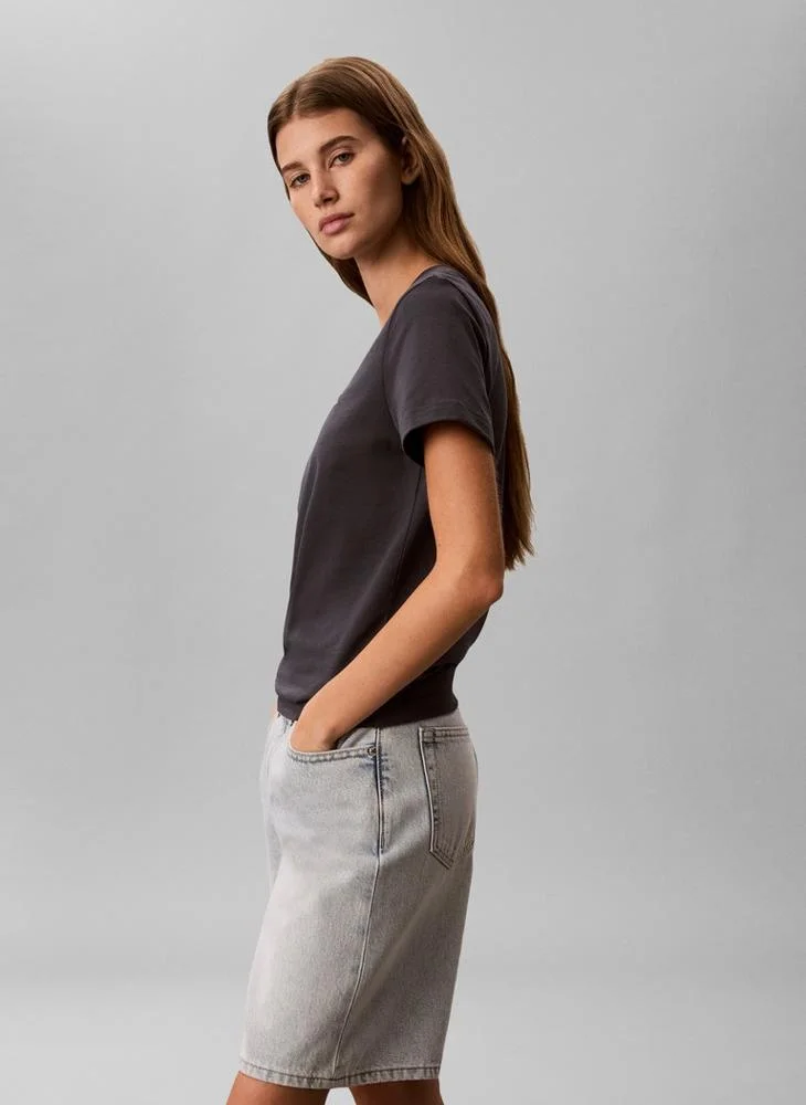 Calvin Klein Jeans Ebony Monogram V-Neck T-Shirt for Women | Best Price UAE