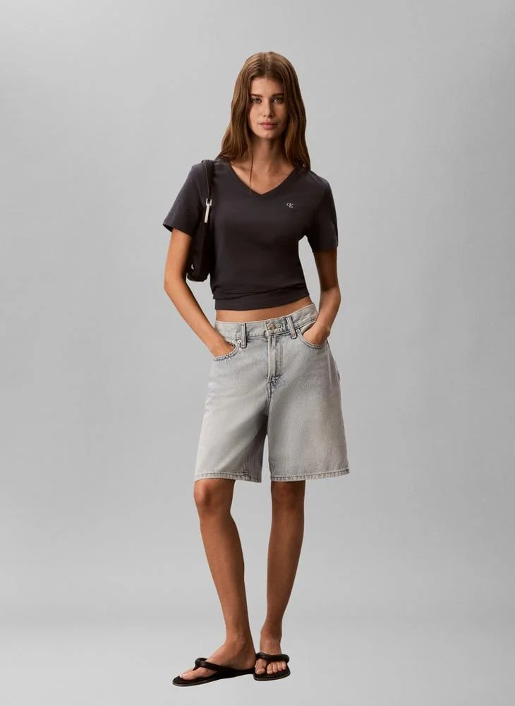 Calvin Klein Jeans Ebony Monogram V-Neck T-Shirt for Women | Best Price UAE