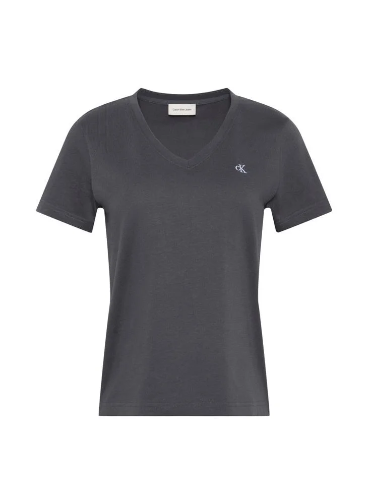 Calvin Klein Jeans Ebony Monogram V-Neck T-Shirt for Women | Best Price UAE