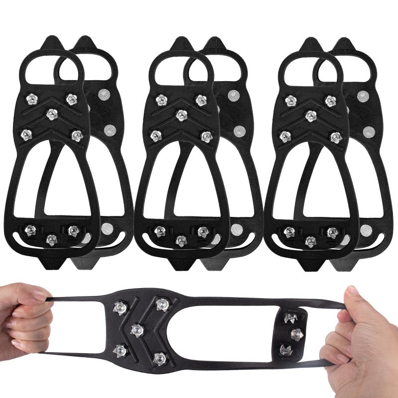 coldpa Ice Cleats, Upgrade Universal Gripper Spikes Non Slip Shoe Grips, Snow Cleats, Sfee Crampons Ice Cleats for Shoes and Boots, Ice Cleats Snow Traction Grips, Anti-Slip Crampons for Shoes, Black (L) - Image 1