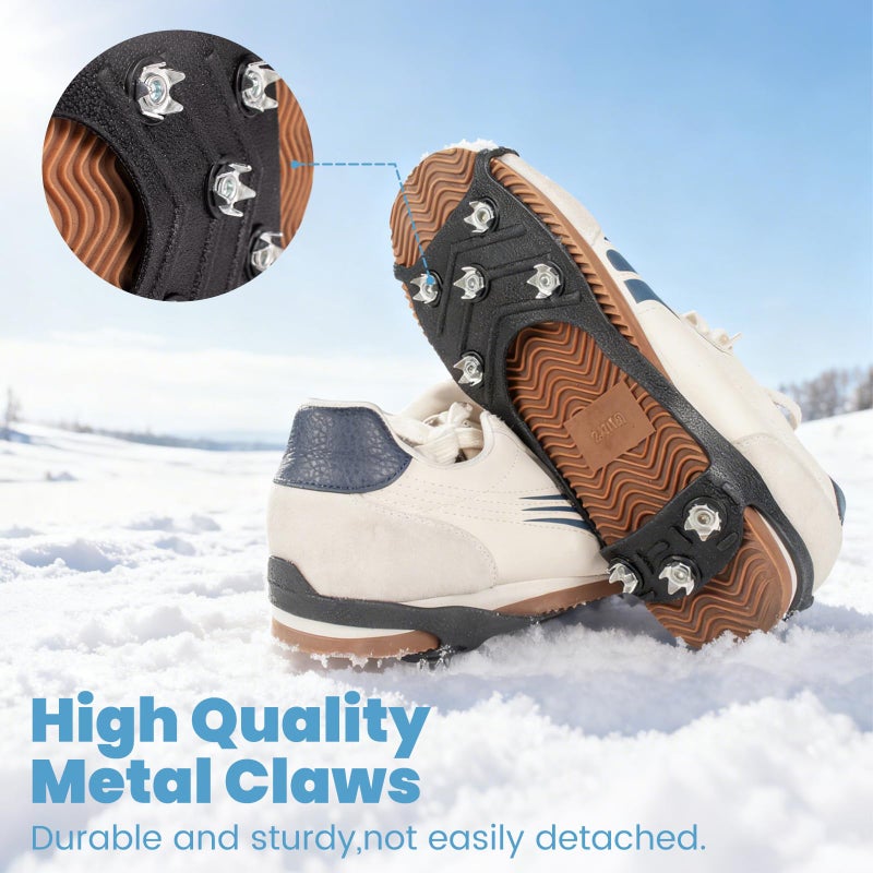coldpa Ice Cleats, Upgrade Universal Gripper Spikes Non Slip Shoe Grips, Snow Cleats, Sfee Crampons Ice Cleats for Shoes and Boots, Ice Cleats Snow Traction Grips, Anti-Slip Crampons for Shoes, Black (L) - Image 3