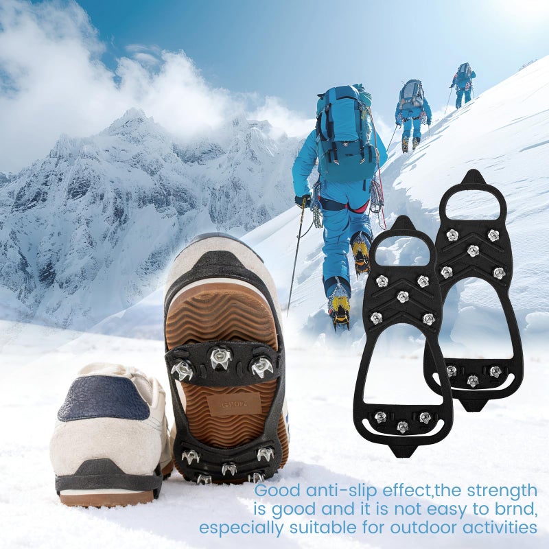 coldpa Ice Cleats, Upgrade Universal Gripper Spikes Non Slip Shoe Grips, Snow Cleats, Sfee Crampons Ice Cleats for Shoes and Boots, Ice Cleats Snow Traction Grips, Anti-Slip Crampons for Shoes, Black (L) - Image 4
