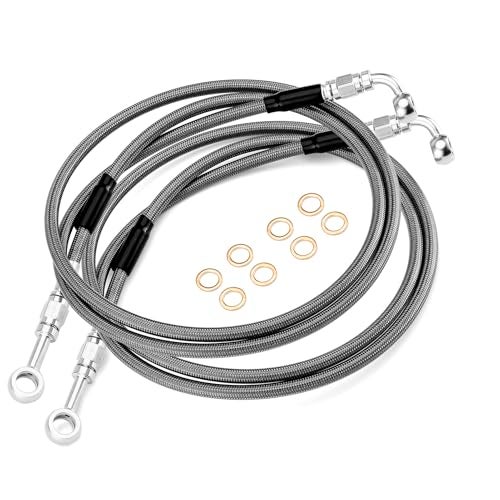 Mofun 645 Stock Length Hydraulic Front ABS Lower Brake Line Kit Stainless Steel Compatible with Harley Touring Road King Street Electra Road Glide 20142024 with ABS - Image 1
