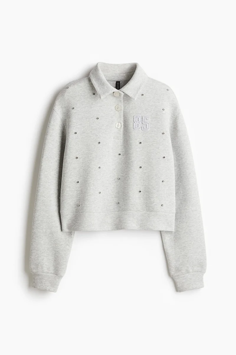 اتش اند ام Embellished scuba rugby shirt